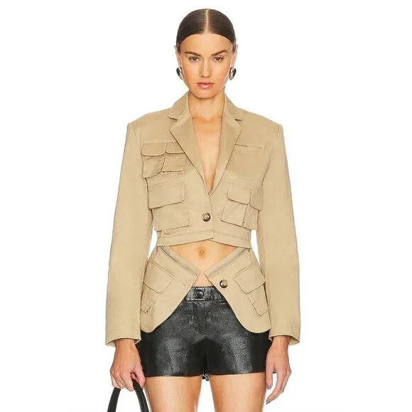 RTA Utilitarian Blazer White Pepper Beige Pockets - Picture 1 of 6